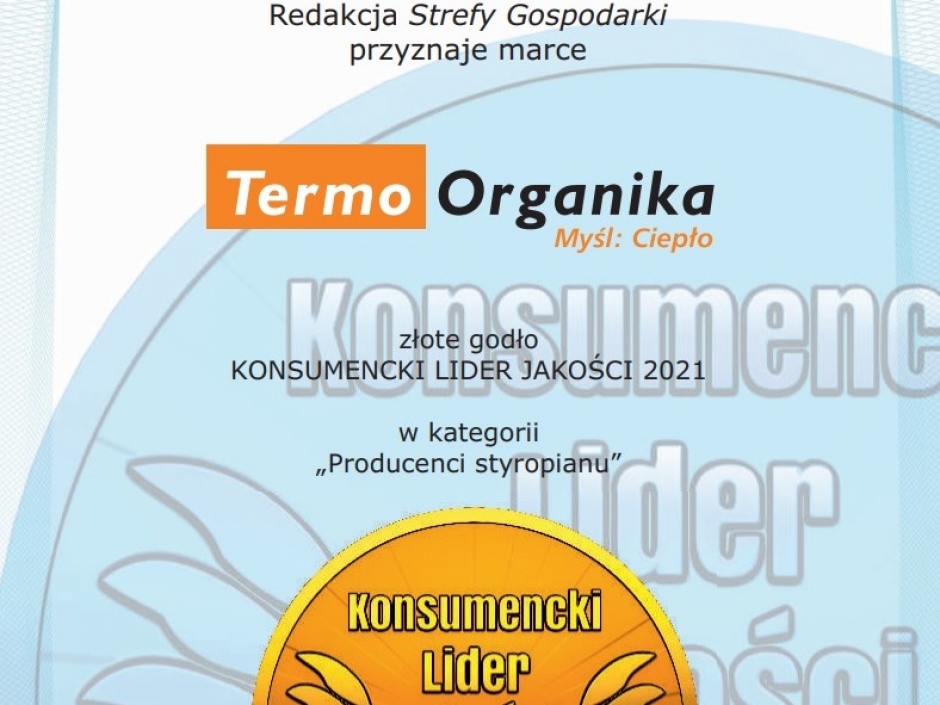 Konsumencki Lider Jakości 2021 dla Termo Organiki